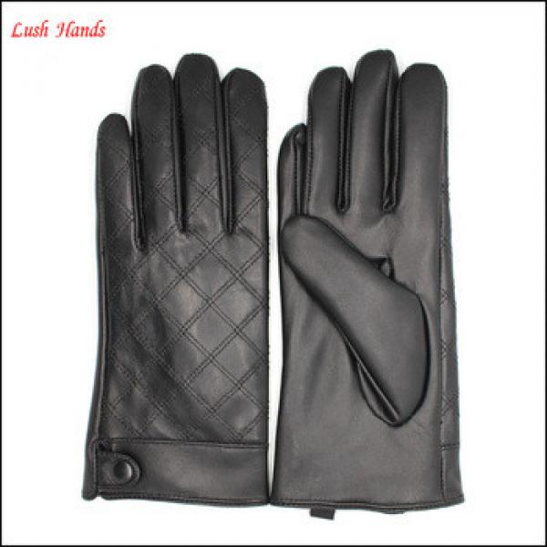 women&#39;s embroid black sheepskin winter leather gloves #1 image