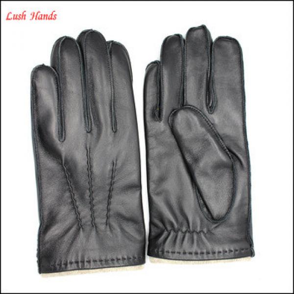 Fasion sheepskin genuine leather gloves black #1 image