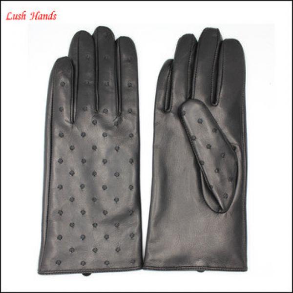 Ladies winter fashion sheepskin leather gloves with dots design #1 image