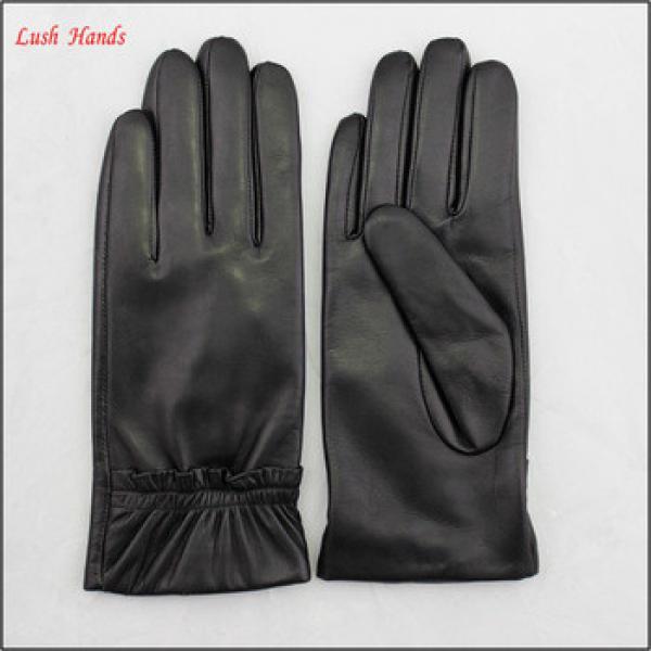 Ladies lined wool leather gloves with quilting seam back #1 image