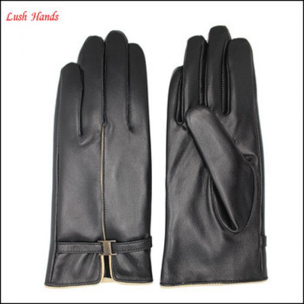 wholesale leather gloves with metal ring decorated women gloves #1 image