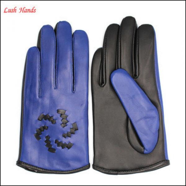 Ladies navy fashion short leather gloves #1 image