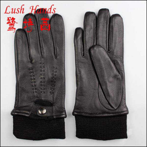 2016 popular womens genuine leather gloves with knit wrist and rivet #1 image