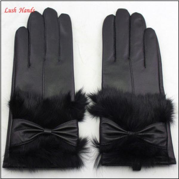 fashion ladies genuine sheepskin leather gloves with real fur leather gloves #1 image