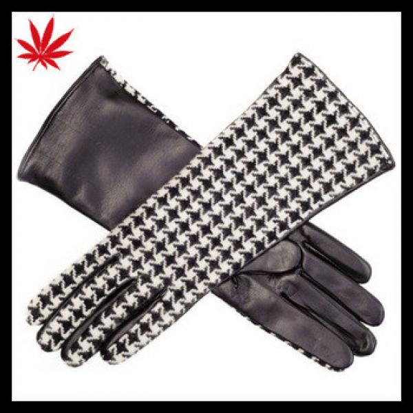 Ladies Houndstooth Cashmere and Leather Musketeer Gloves #1 image