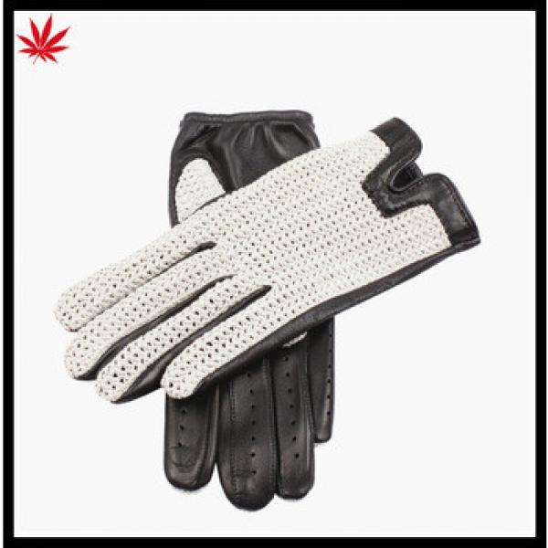 Ladies cheap knitting back police driving leather gloves #1 image