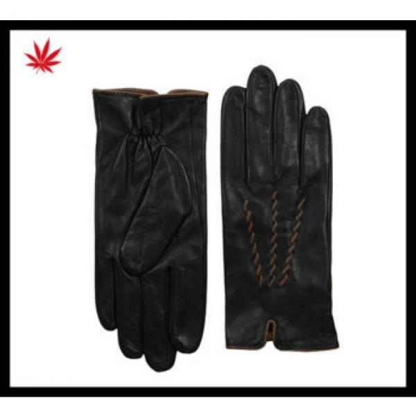 women high Quality wearing sheepskin leather glove TWO TONE Back of the wore pimp, palms open leather gloves #1 image