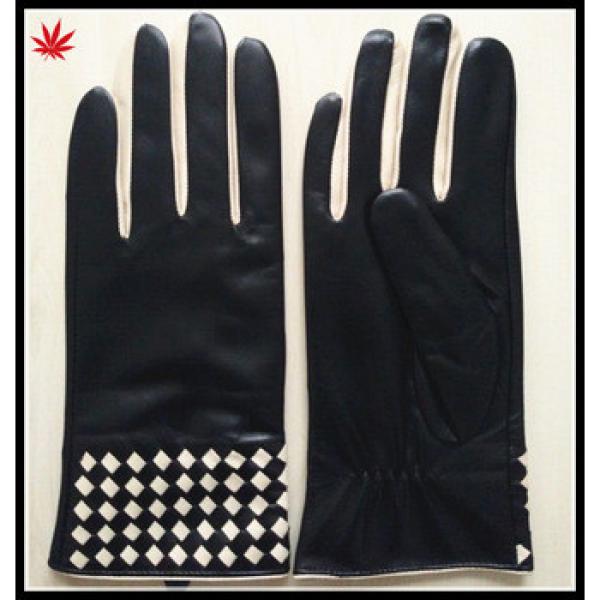fashion style hot selling winter leather glove contrasting color #1 image
