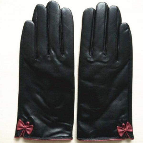 genuine lambskin women fashion bow leather glove #1 image