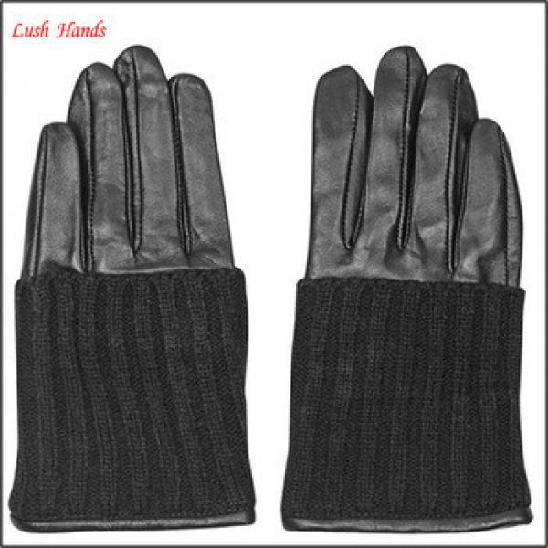Fashion lady leather customized knit cuff gloves #1 image