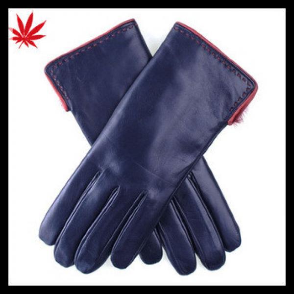 Navy and customized Red Rabbit Lined womens Leather Gloves #1 image
