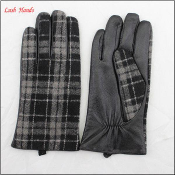 2017 men&#39;s fashion back of black fabric hand sheepskin leather gloves #1 image