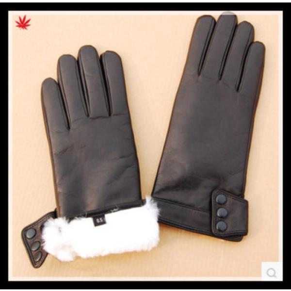 ladies high-grade genuine leather gloves with wool lining #1 image