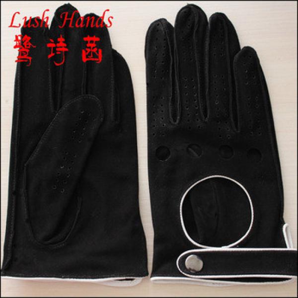 2016 black wholesale driving suede gloves with knuckle holes #1 image