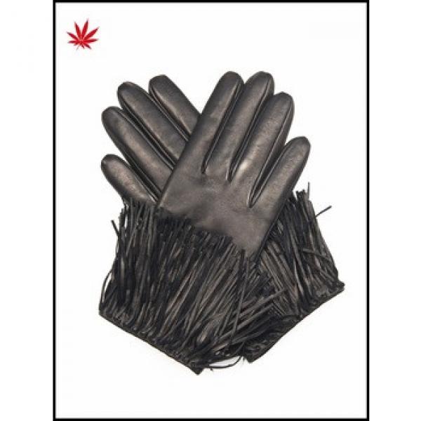 ladies fashion cheap leather gloves with tassel #1 image