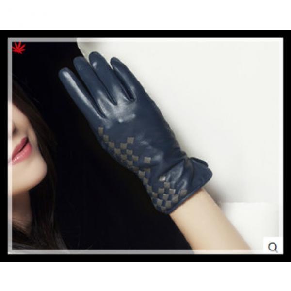 Ladies new special design high-grade sheepskin leather gloves with knitting #1 image