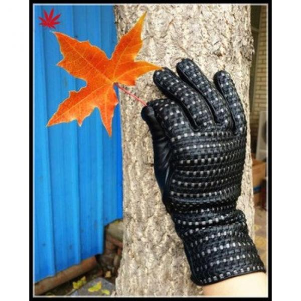 2016 the latest fashion ladies woven leather gloves #1 image