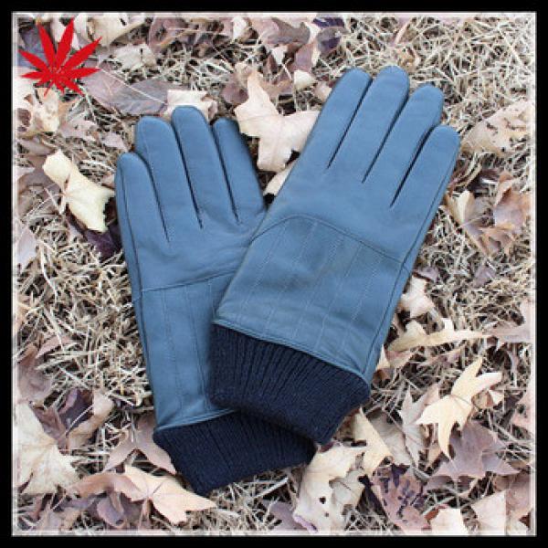 Men&#39;s wool knit cuff leather gloves with cashmere lining #1 image