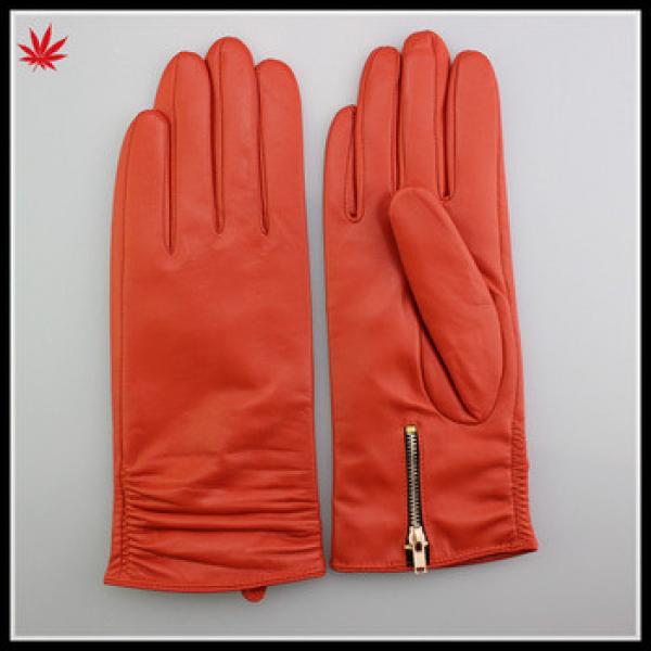 Fashion genuine leather glove with zipper womnen #1 image