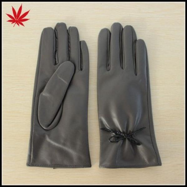 Lady grey hand leather gloves make your hands warm #1 image