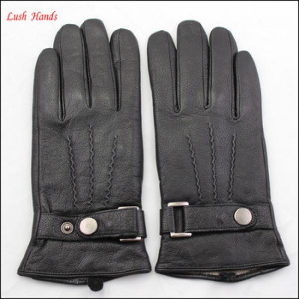 Men&#39;s sheepskin winter leather gloves with belt buckle #1 image