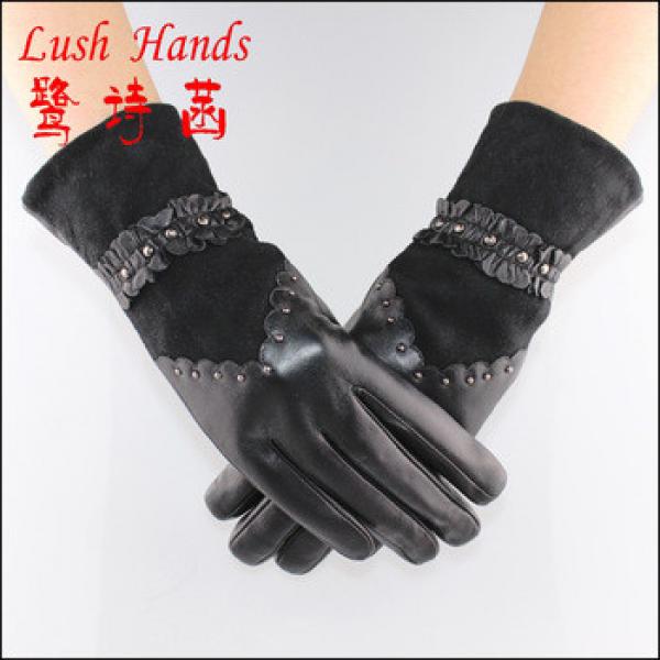 Fashion ladies sheepsuede leather gloves with rivet details #1 image