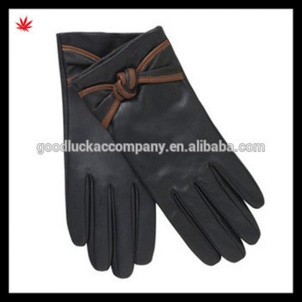 fashion ladies leather gloves with bow details #1 image