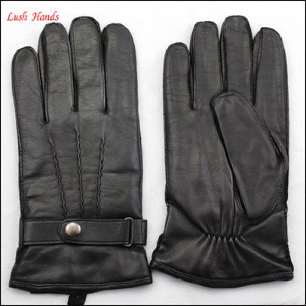 Men &#39;s touch screen leather gloves with leather belt and woolen lining #1 image