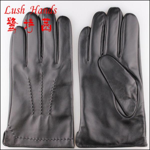 men&#39;s high quality black genuine sheepskin leather gloves with wool lining #1 image