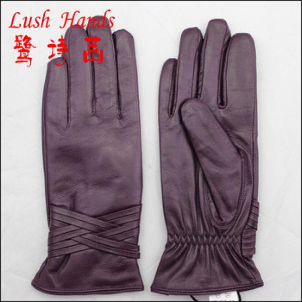 2016 fashion ladies purple leather gloves with palm elastic #1 image