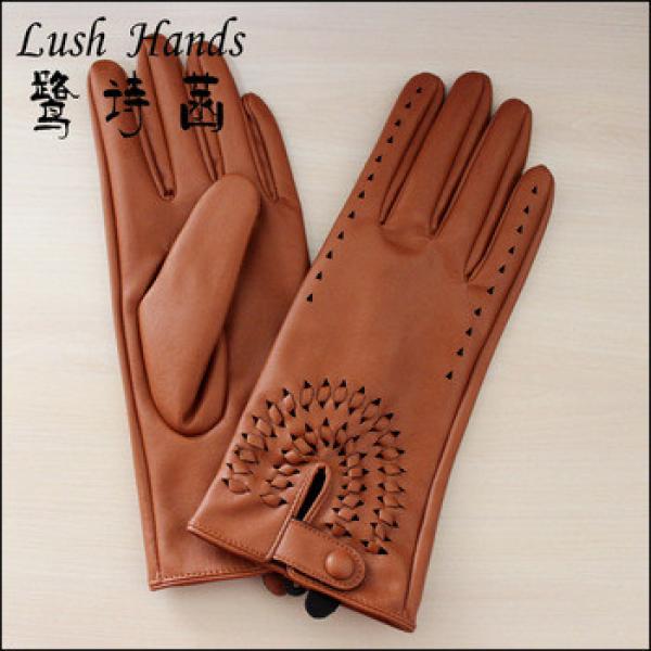 2016 lady&#39;s unexpensive delicate brown leather gloves in high quality #1 image
