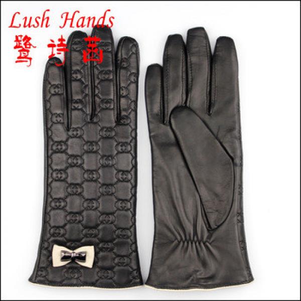 2016 new nappa delicate leather gloves with metal bow #1 image