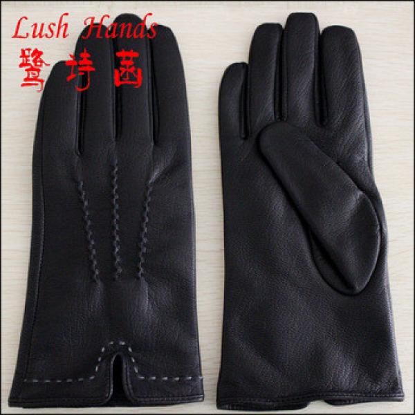men&#39;s Contrast Stitch Lambskin Leather Gloves with Cashmere Lining #1 image