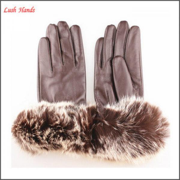 women winter sexy leather hand gloves brown #1 image