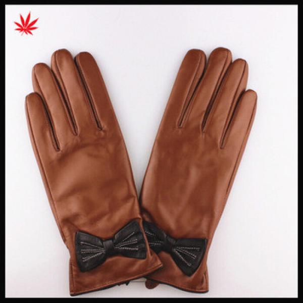Black bowknot women dress fashion leather gloves #1 image