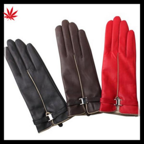 Ladies cheap winter all types of ladies dresses leather gloves with Belt Buckle #1 image