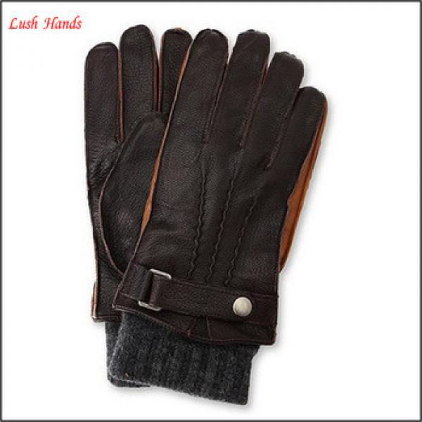 Men&#39;s deerskin leather gloves with kintted cuff #1 image