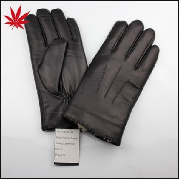 Aniline Leather gloves with lamb wool,fancy leather gloves series for men #1 image