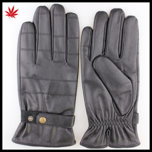 Black Leather gloves with leather belt and button style #1 image