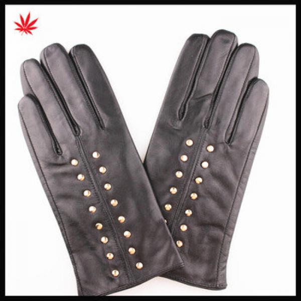Ladies high quality fashion sheep leather gloves with rivet #1 image