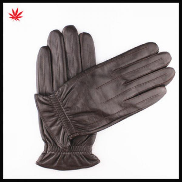 men&#39;s Simple thermal sealing stripes sheep skin leather gloves #1 image
