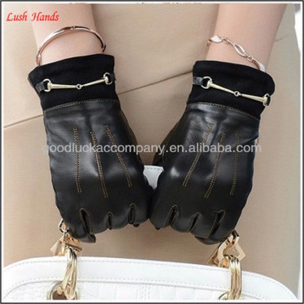 wholesale Fashion women Leather Gloves with golden chain #1 image