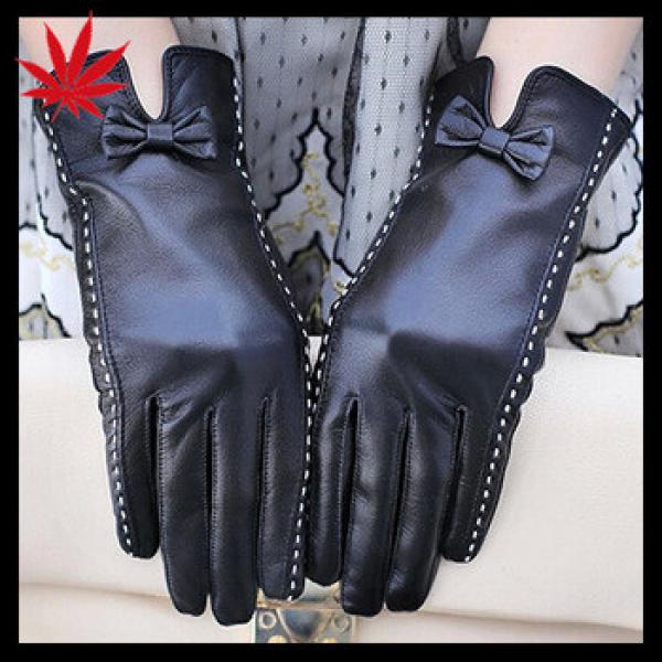 Classical bowknot Women&#39;s black Leather Gloves #1 image