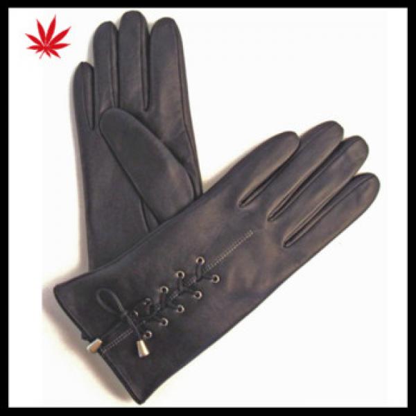 ladies genuine winter black leather hand gloves #1 image