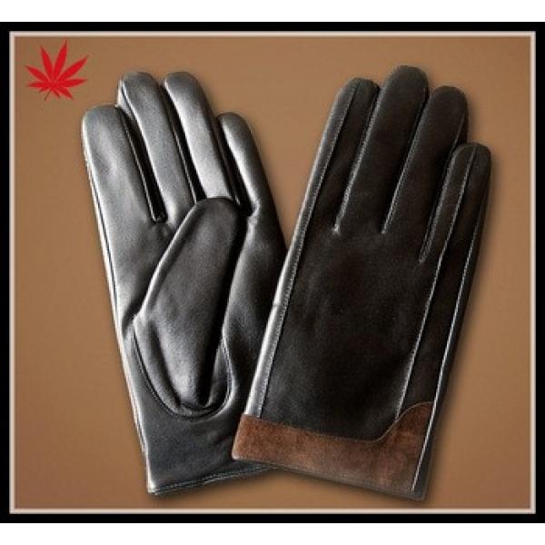 high quality mens fashion sheepskin leather glove with suede cuff #1 image