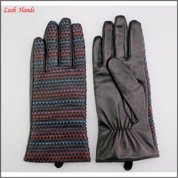 Ladies colorful knitted woven leather gloves #1 image