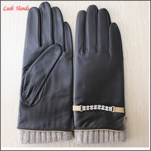 Women wearing fashion sexy knitted cuff leather glove #1 image