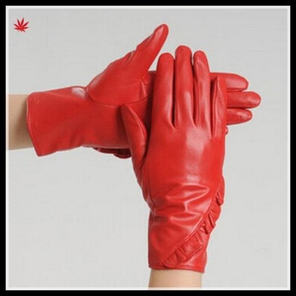 women leather glove sex leathe rglove with folded cuff from Chinese factory #1 image