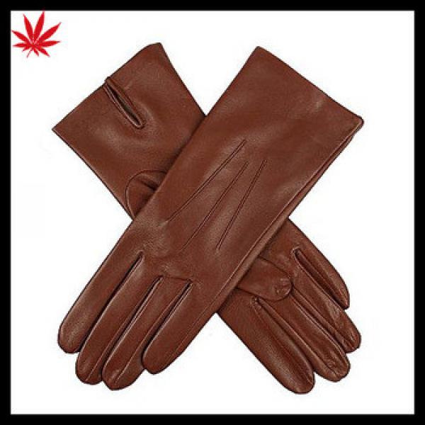 Basic pattern brown women leather gloves #1 image