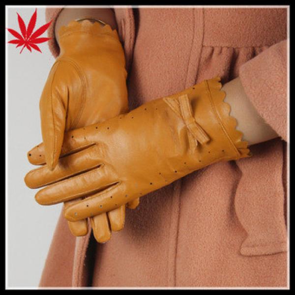 Thin leather gloves with punching section and butterfly ladies leather gloves #1 image